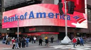 bank of america sign on busy street