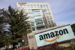 An office building occupied by Amazon.com in Sunnyvale, California on January 1, 2014.