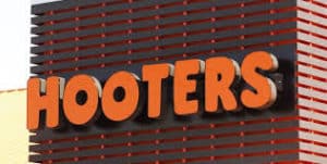 Hooters sign on building