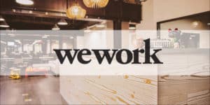 WeWork Logo on glass doors